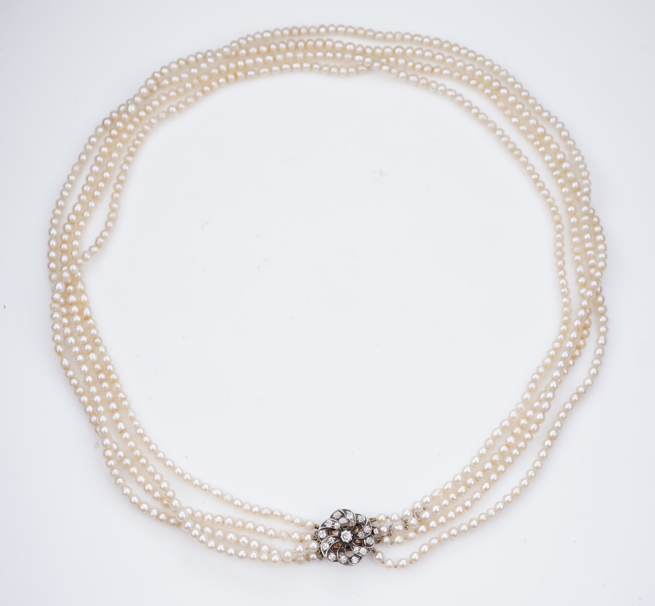 A pearl and diamond necklace, 19th century and later